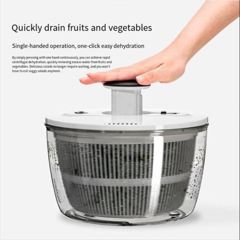 Multi Function Salad Spinner Basket With Manual Rotation For Fresh Fruit And Vegetable Washing