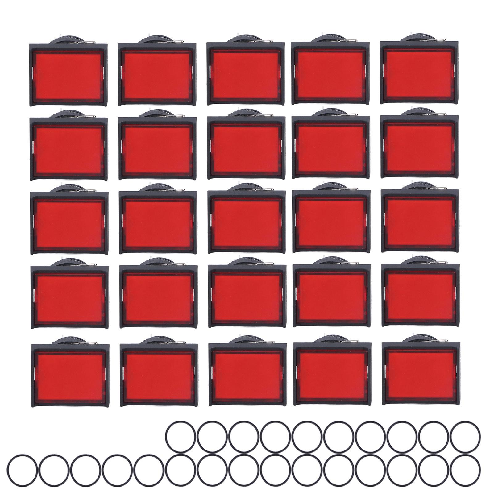 

25Pcs Momentary Push Button Switch Self Locking Rectangle with Light 12V BEMLA1611DSJ 16mm(Red ) червоний