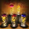 Gold foil simulation rose glass cover ornament, Valentine's Day, Mother's Day, birthday gift, creative home decoration