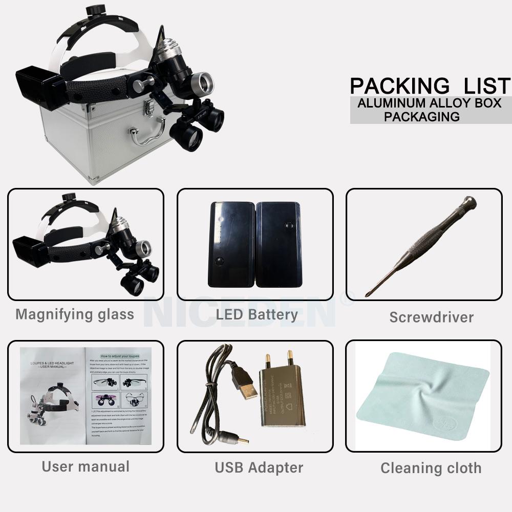 Niceden 7W Dental LED Head Light Lamp For Binocular Loupes Brightness Spot Ajustable Dental Lab Headlamp Surgical Headlight