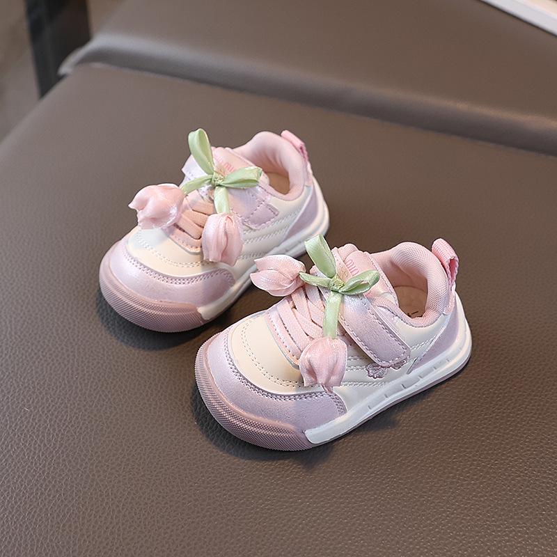 2025 Autumn Tulip Girls' Non-slip Soft Sole Canvas Shoes - Versatile & Fashionable Children's Walking Footwear