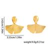 European and American Design Stainless Steel Oval Fan Earrings with a Bright Finish for Women