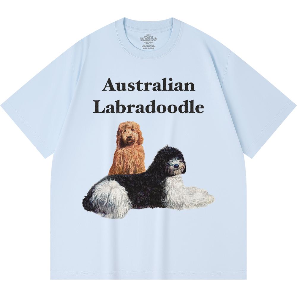 

Футболка из 100% хлопка плотностью 230 г/м2 с принтом австралийского лабрадуделя, забавная футболка из чесаного хлопка в стиле Харадзюку 2XL синий