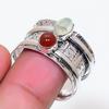 Natural Prehnite, Carnelian 925 Sterling Silver Jewelry Ring Size 9.5 AR-18965