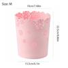 Mini Wastebasket 1.8 Gallons Small Pink Trash Can Room Decor Hollow Flower Shape Plastic Lidless Round Garbage Container Bin for Bathroom, Kitchen,