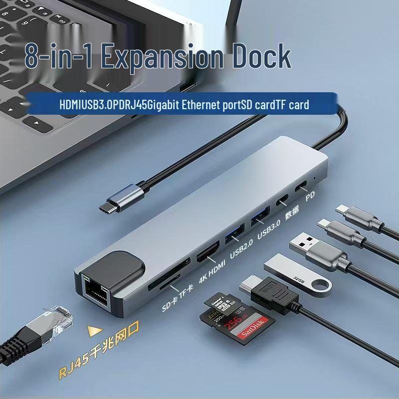 

Док-станция расширения 8-в-1 для ноутбуков и мобильных устройств Apple: Порты USB, Сеть и Type-C