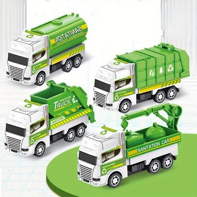 Kids Toy Car Inertia Sanitation Truck Models Pull Back Military Engineering Vehicle Fire Engine Boys Toys for Children Gift