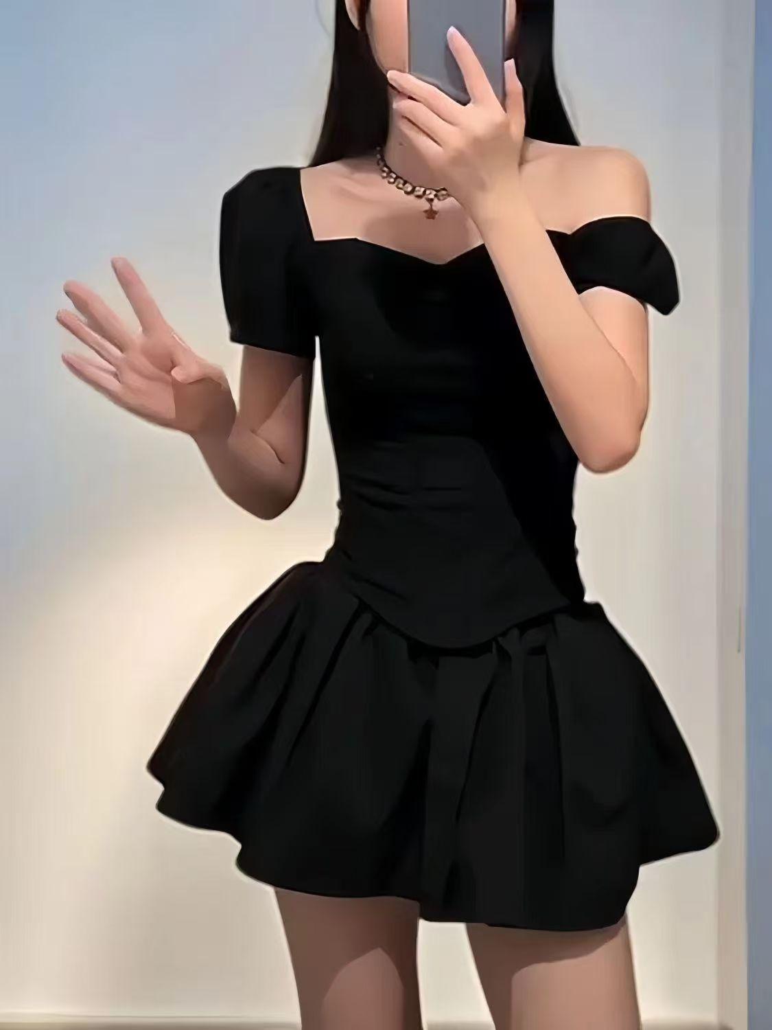 

Шикарный французский топ с коротким рукавом, открытыми плечами и корсетом, стройнящий фигуру XS