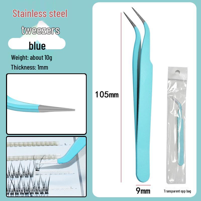 Colorful Stainless Steel Curved Tweezers for False Eyelashes and Planner Clips