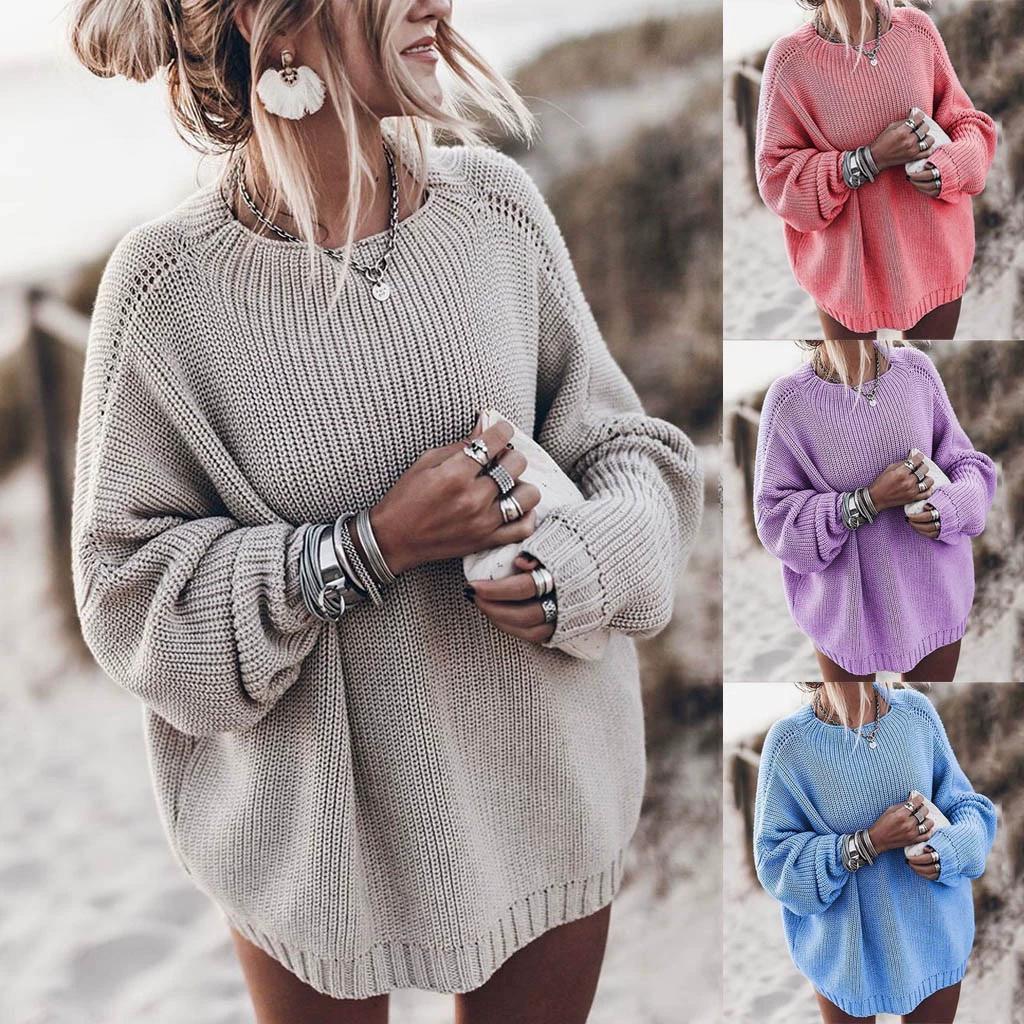 New Batwing Sleeve Sweater Asian Fashion Knitted Cable Loose Large Size Sweater for Women