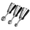 3PCS Ice Cream Scoop Cookies Scoop Set Stainless Steel Ice Cream Spoon Watermelon DiggerBlack