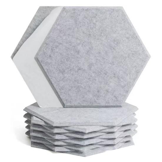 12Pcs Hexagon Soundproof Wall Panel Self-Adhesive Sound Absorbing High Density Thick Acoustic Foam Panel Home Studio Noise Reduction Wall Panel