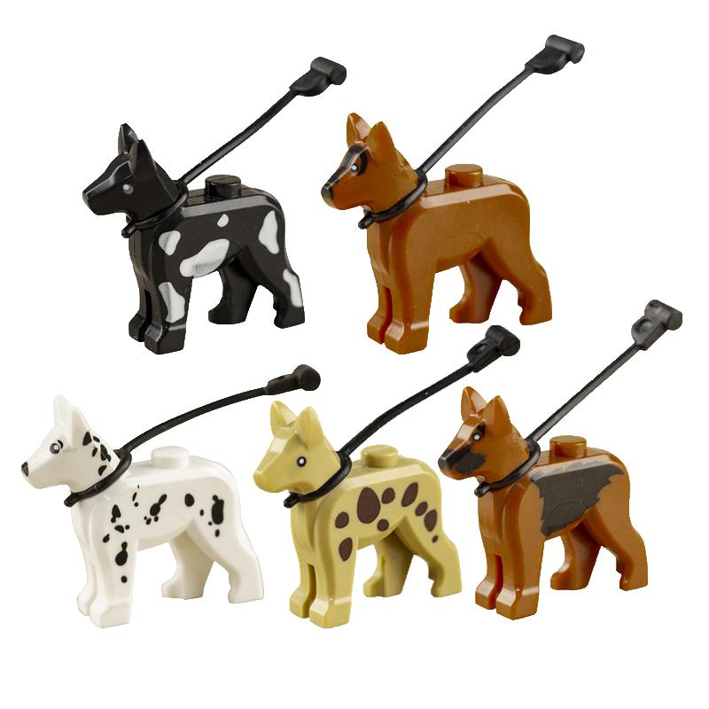 10 STUKS/Partij MOC Stadsaccessoires Zadelpaard Touw Politiehond Touw Bouwstenen Militaire Stenen Educatief Speelgoed Kinderen Cadeau J043