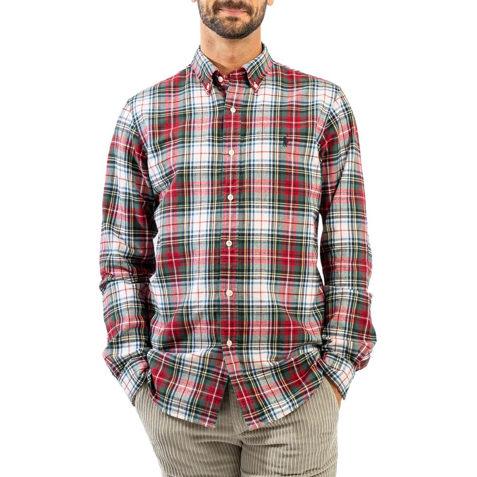 Polo Ralph Lauren Logo Plaid Single-Breasted Long Sleeve Shirt Men shirts Red 710953707-001