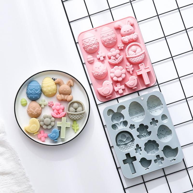 Bunny Eggs Easter Theme Silicone Mold Fondant Candy Chocolate Mould 3D Rabbit Epoxy Resin Mold random