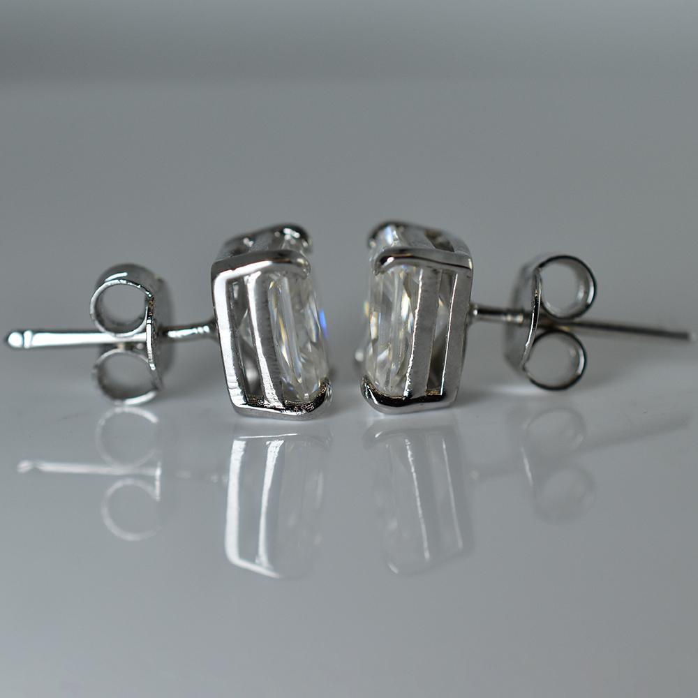 A+ Synthetic Moissanite 10.80 Ct Emerald Cut Earring Pair For Gifting