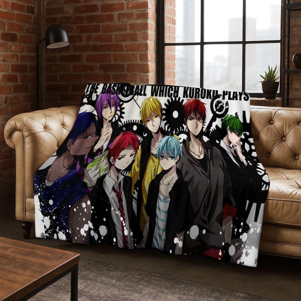 Anime Kuroko's Basketball Cartoon Art Flannel Blanket,Cozy Soft Throw Blanket for Home Bedroom Bed Sofa Picnic Cover Gift Kids