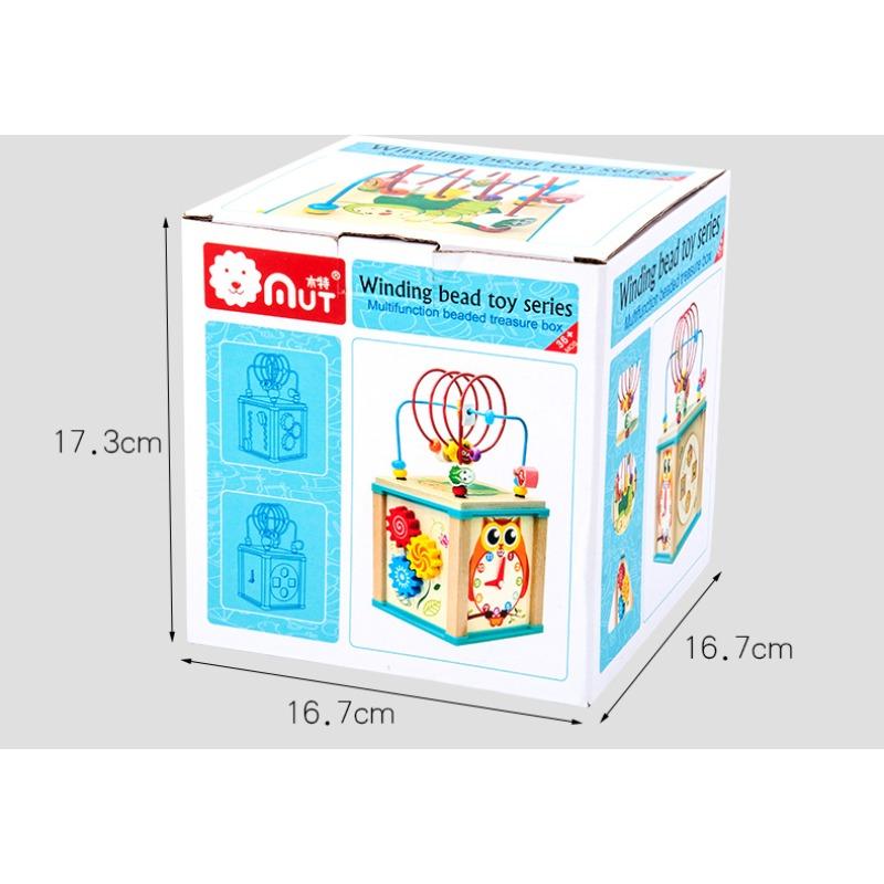 

Игрушки из дерева Оксфорд деревянный кубик активности, кубик моторики, деревянная игрушка-лабиринт, петля с бусинами, для малышей, большой 15.5*15.5*30.5cm