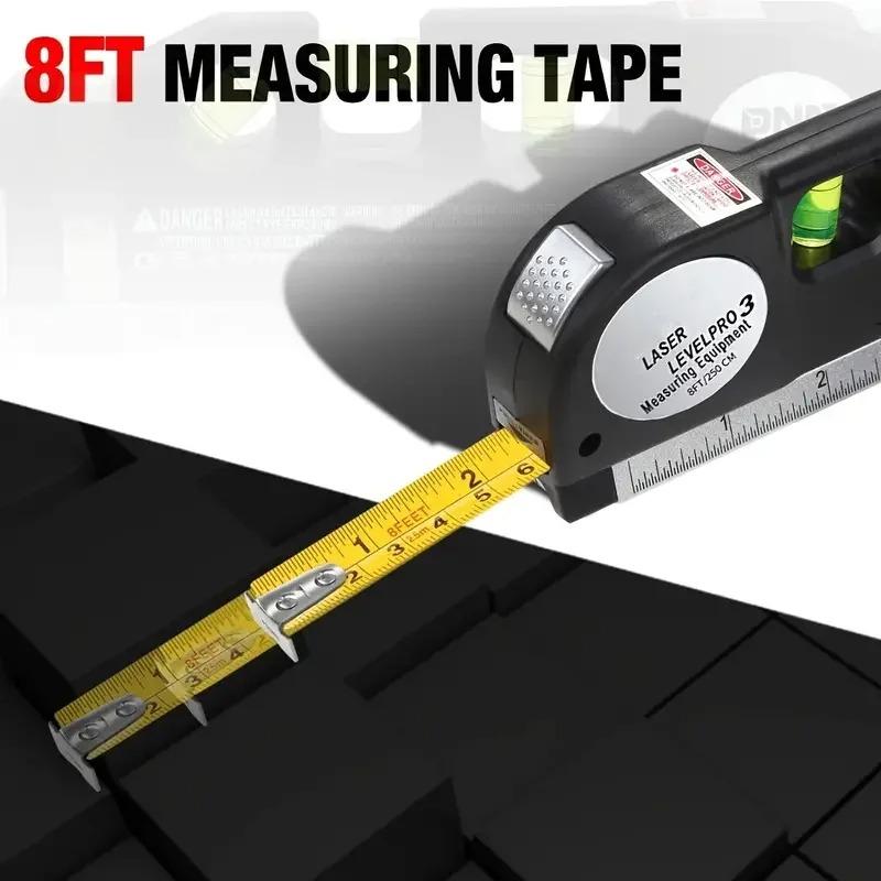 Laser Level Multipurpose Line Laser Leveler Tool Cross Line Lasers with 2.5M Standard Measure Tape and Metric Rulers Renovation