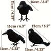 6pcs Realistic Feathered Black Crows Large Handmade Halloween Decorations, Perfect For Haunted House & Outdoor Spooky Atmosphere