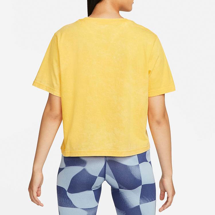 Nike Letter Pattern Printed Casual Short Sleeve T-Shirt Women tops Yellow DR9010-739