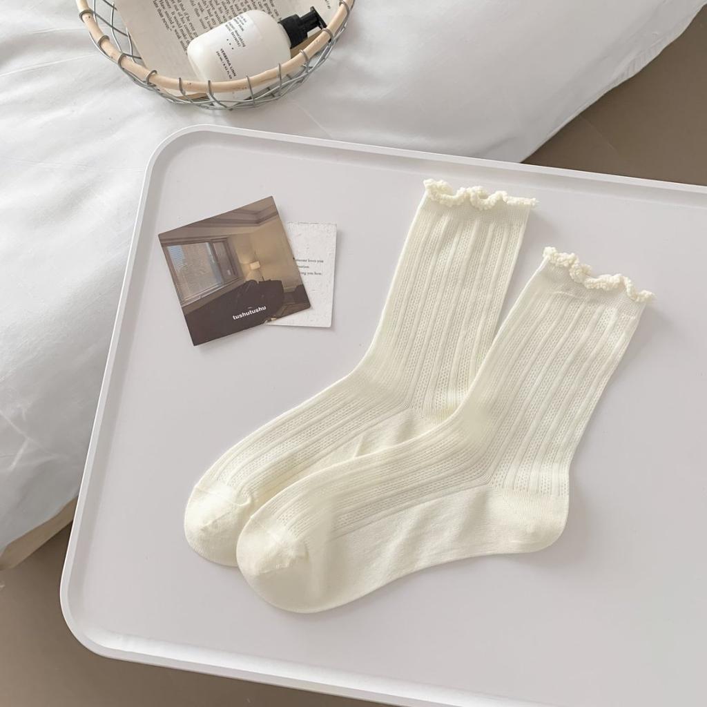 Summer Lace Mesh Socks For Women Girls Cotton White Retro Thin Breathable Mid Length Sock Girls Fashion Sweet Loose Comf Socks