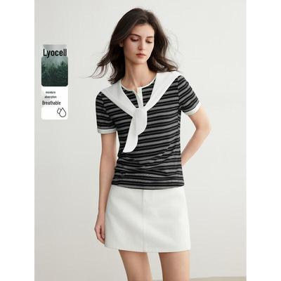 Contrast Shawl T-shirt
