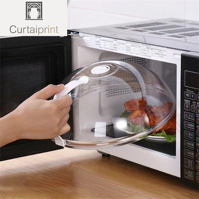 Tampa à prova de respingos de alimentos para micro-ondas, placa de cobertura de aquecimento para forno, capa transparente com alça, acessórios para utensílios de cozinha domésticos