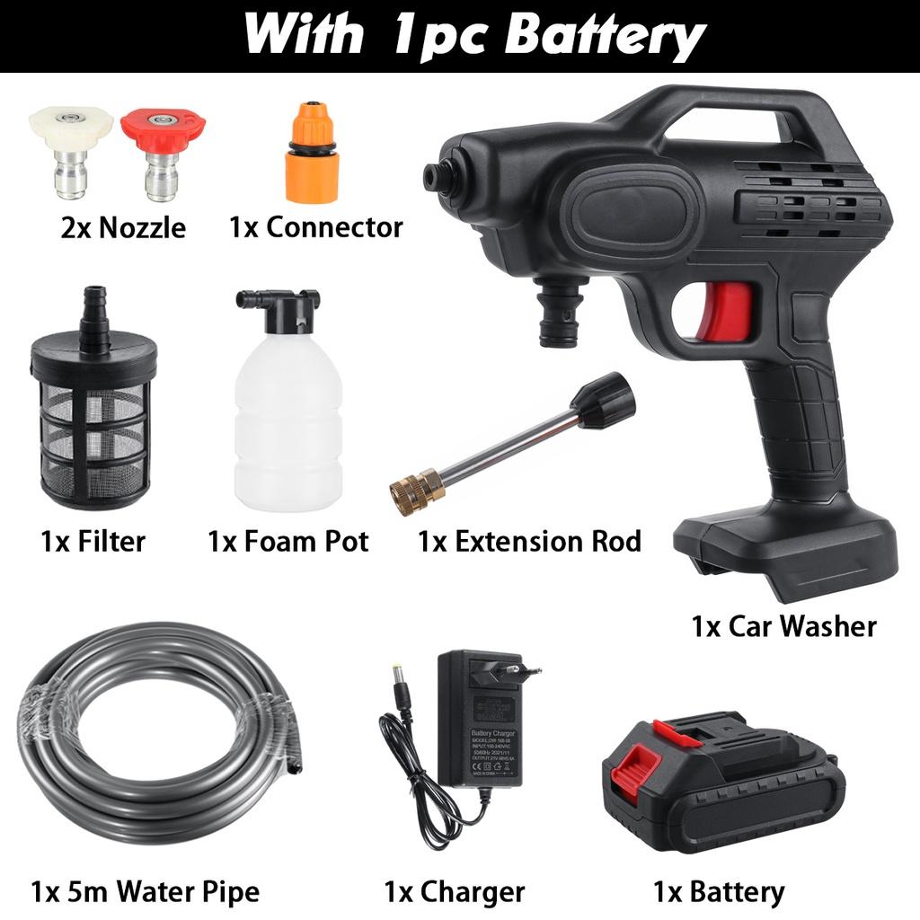 88VF Cordless High Pressure Car Washer Rechargeable Car Wash Guns 2000W Electric Water Guns Foam Machine for 18V Battery