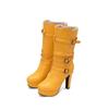 Belt Buckle Medium Boots Knight Boots Thick High Heel Platform Fashion Boots 40-50 Large Size Boots