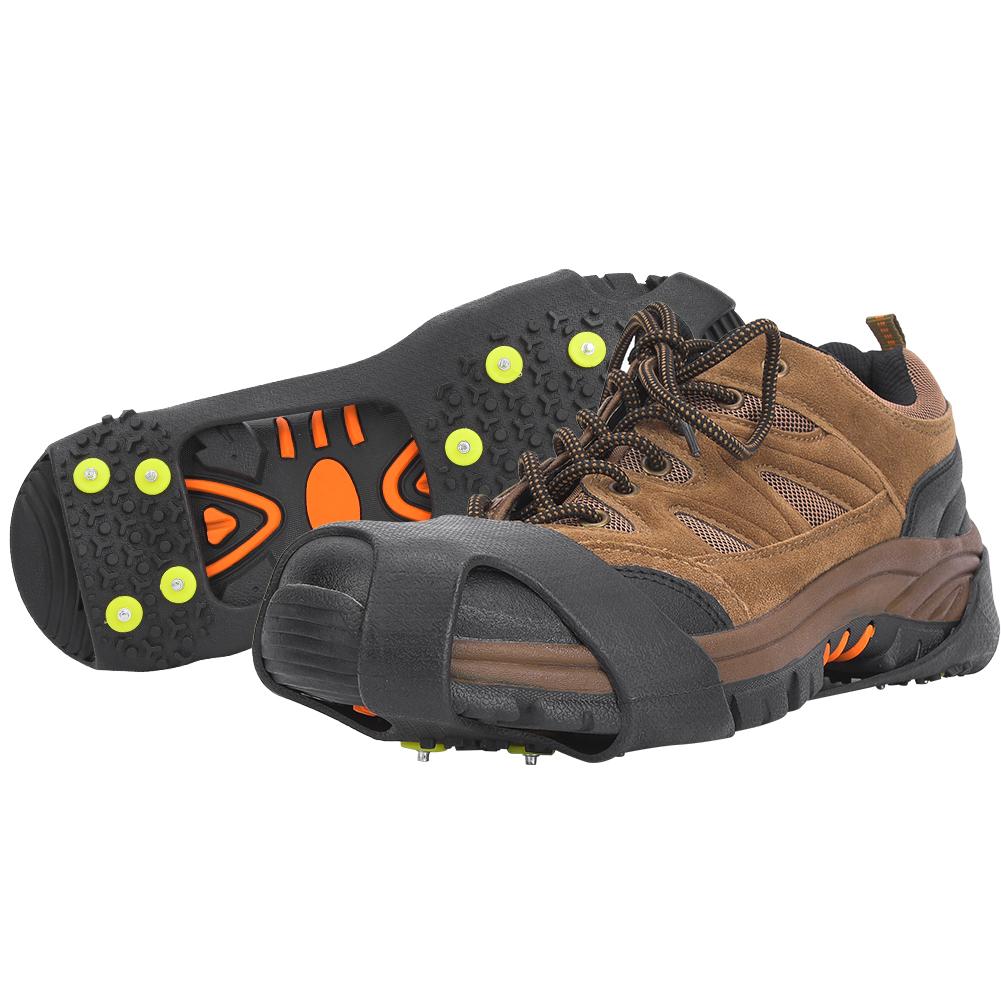 1 Pair Universal 10 Teeth Anti Slip Ice Cleat Shoe Grips Spikes Cleats Crampons for Hiking