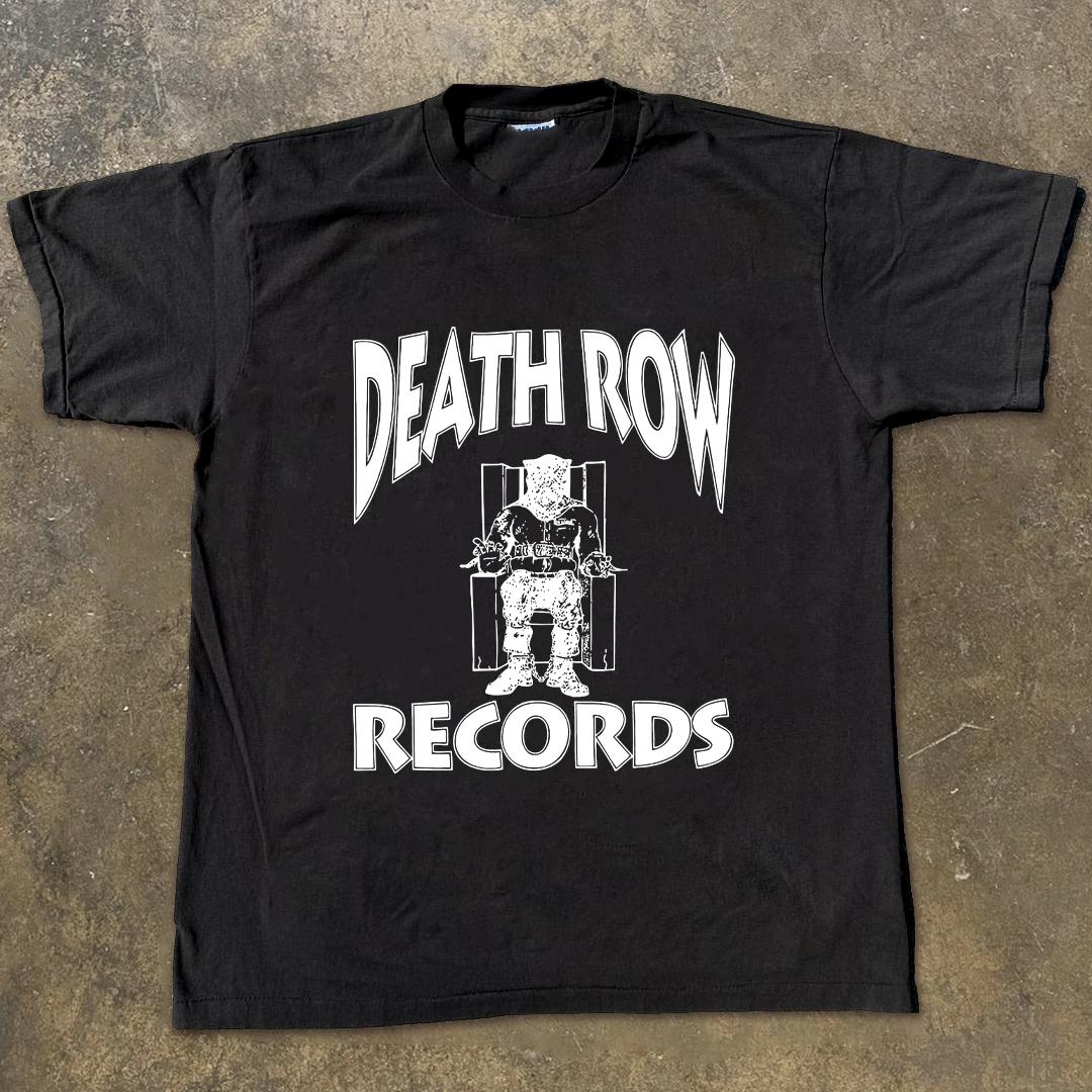 

DEATH ROW RECORDS Футболка с коротким рукавом в стиле хип-хоп рэп, мужская хлопковая футболка с круглым вырезом, мужская одежда, модные свободные топы, дышащая футболка XL