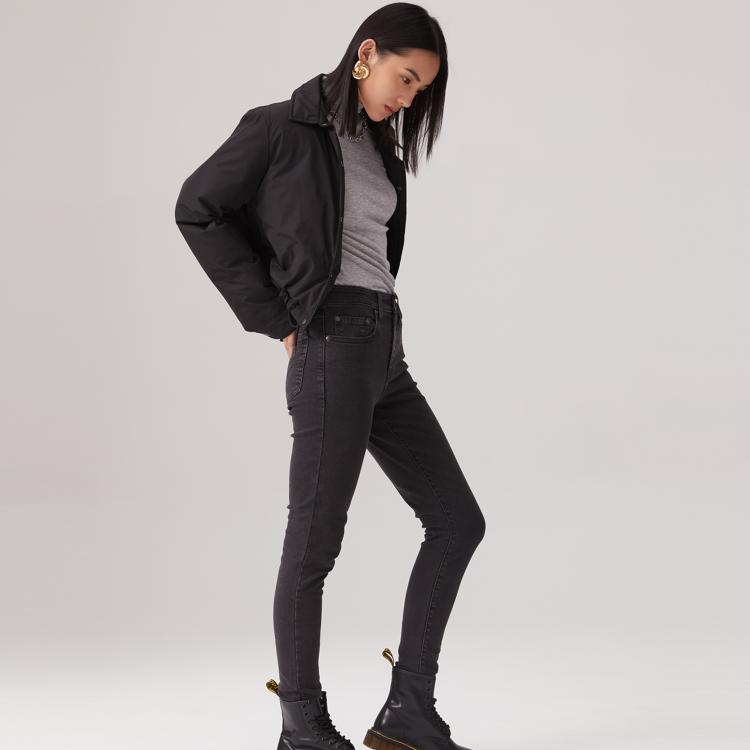 Levis Locker Einfarbig Bequeme Kurze Daunenjacke Damen Oberbekleidung Schwarz 002I7-0001