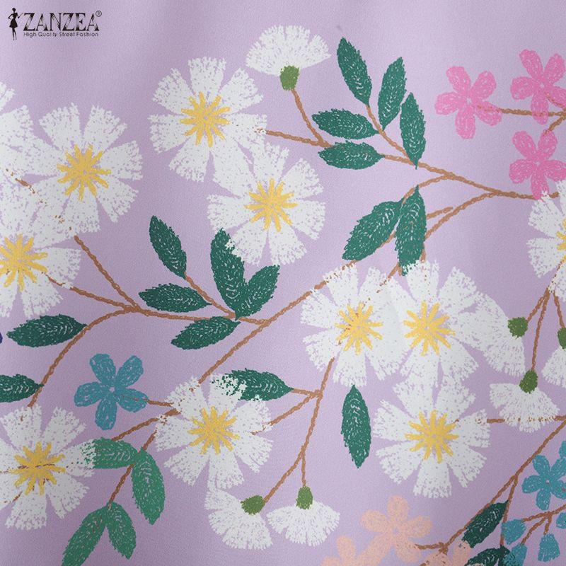 ZANZEA Women Floral Print Summer Casual Short Sleeve Blouse