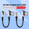 6A Fast Charging Double 90 Degree Elbow USB A To Type C Short Braided Data Cable  Quick Charging Cord For iPhone Xiaomi Samsung