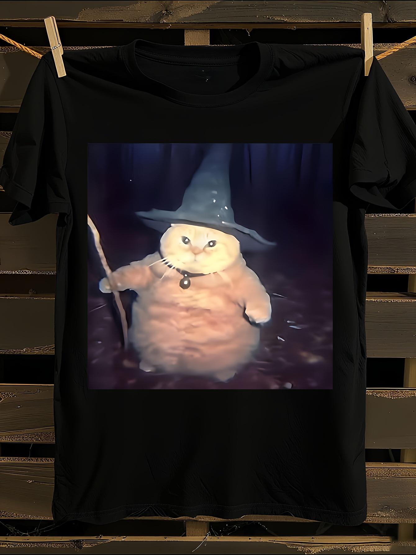Wizard Cat Halloween Meme T-shirt S