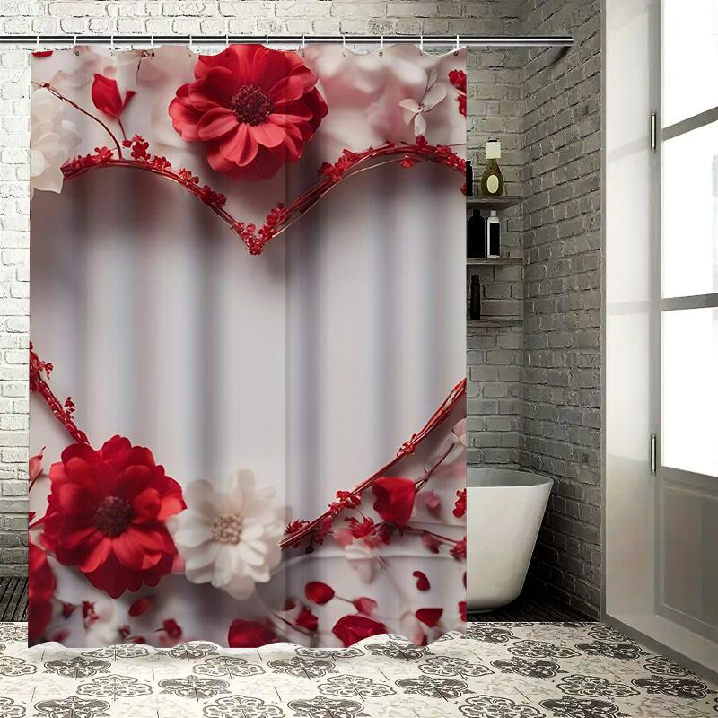 3D Floral Heart Shower Curtain | Romantic And Elegant Bathroom Decor