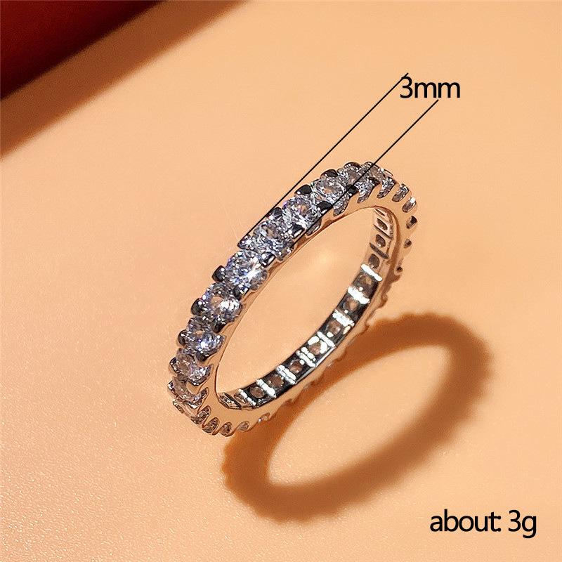 Gypsy Women'S Ring, Group Set Full Circle Simulation Zircon Ring, Light Luxury Fashion Row Ring