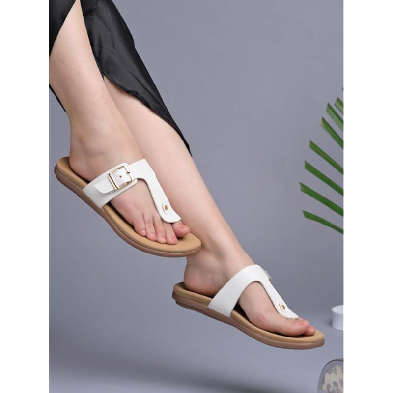 Shoetopia Solid White Flats For Women /Eu40