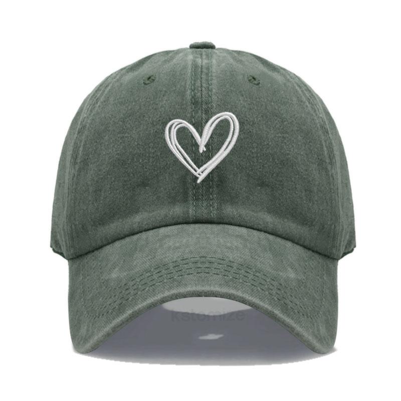 Unisex Soft Cotton Dad Hat Heart Embroidery Baseball Cap For Women Men Adjustable Unisex Casual Sports Caps