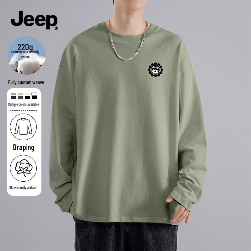 JEEP Men s Pure Cotton Heavyweight Long-Sleeve T-Shirt XL