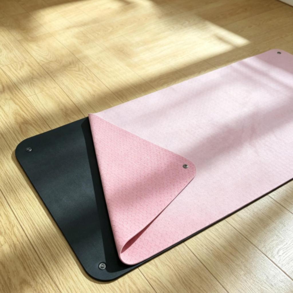 Rectangular Folding PVC Exercise Pad Suede Towel Mat Thick Gym for Home