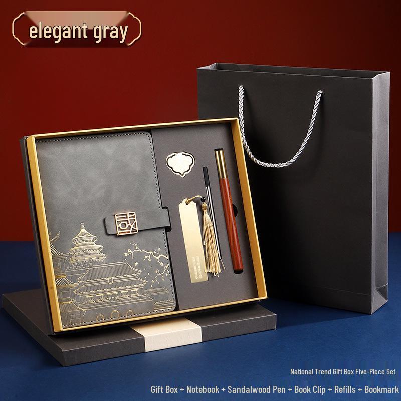 Chinese Style Custom Logo Notebook & Gift Box Set for Business and Cultural Events