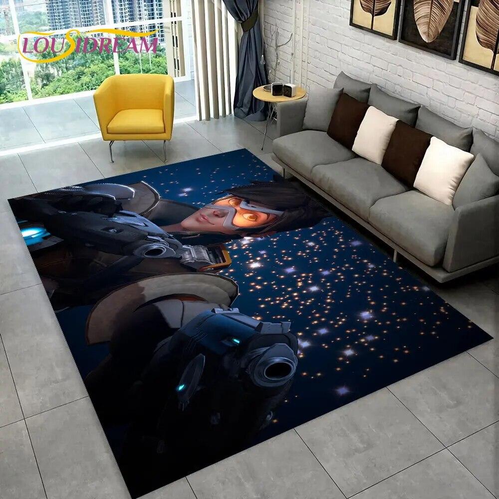 Overwatch Game Gamer DVA  Area Rug,Carpet Rug for Home Living Room Children's Bedroom Sofa Doormat Decor,kids Non-slip Floor Mat