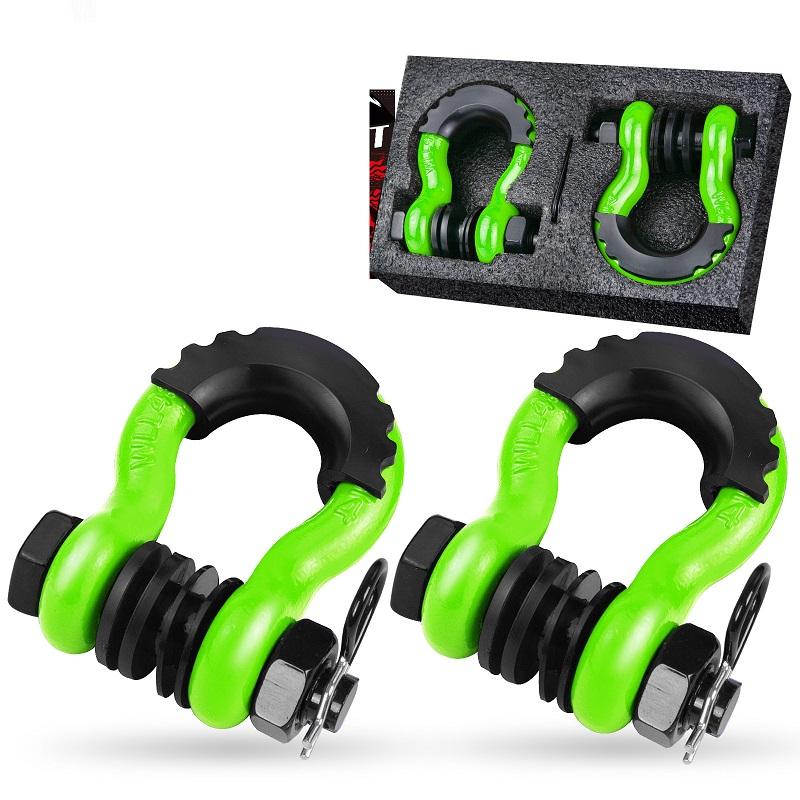 3/4” 2pcs 19Ton 42000lbs U type heavy duty drop forged D-ring shackle u-hook loop hook trailer rope automobile SUV modification