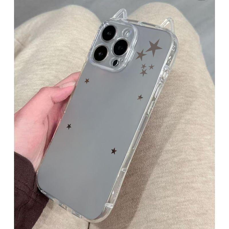 Etui na telefon z uszami kota i gwiazdą dla Apple iPhone 17 ProMax - Wysoko Przezroczysty Silikon Wstrząsoodporny Przezroczysty Pokrowiec na iPhone na 16/15/14/13/12/11/Pro/Plus/ProMax