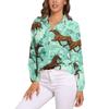 Camicia Colorata con Cavalli a Manica Lunga Camicie da Donna Cavalli Segreti Corse Camicie Vintage Top da Strada Femminili Primavera Estate