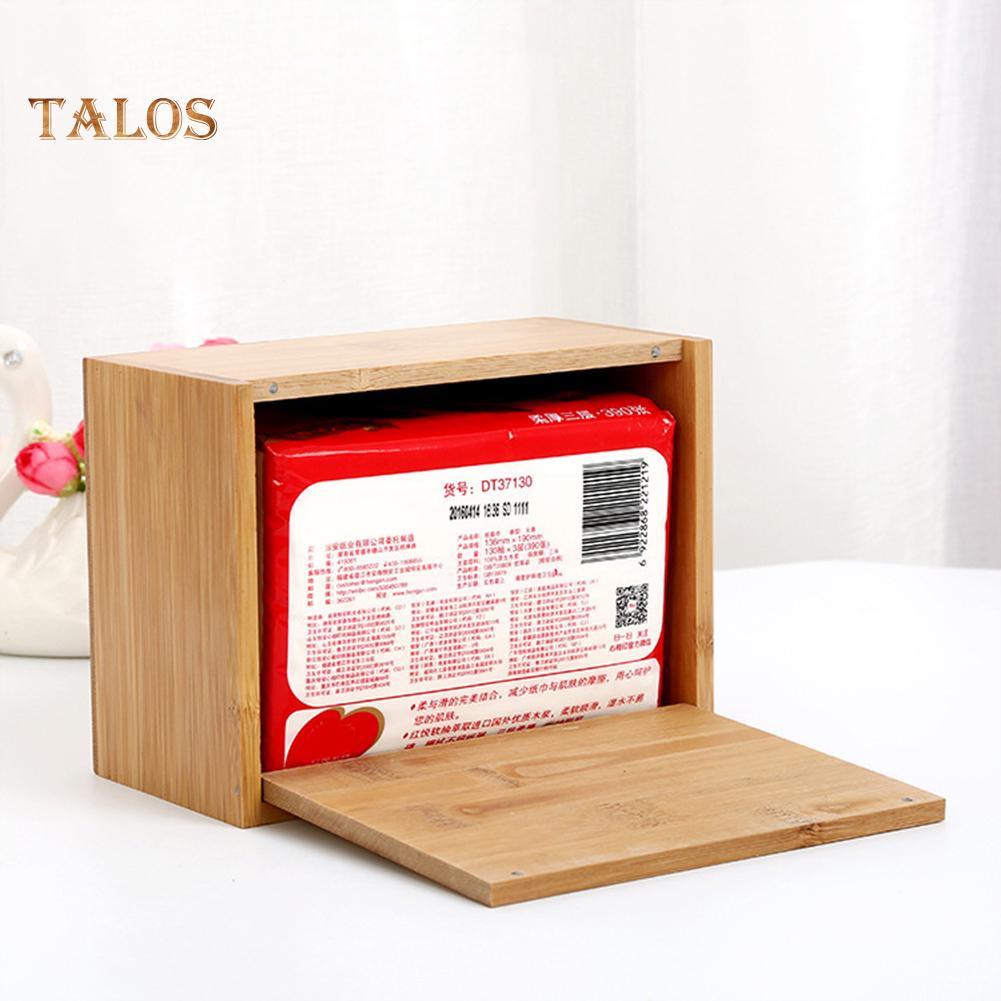 FLH Wooden Cubic Rectangular Tissue Storage Box Paper Case Home Hotel Napkin Holder