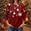 Women's Christmas Print Long Sleeve Neck Pullover Top