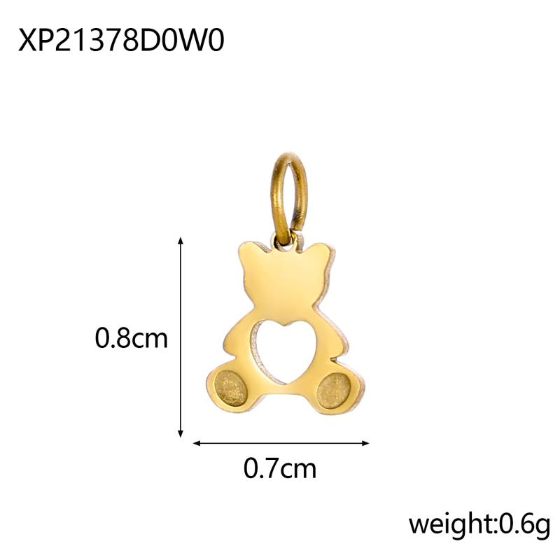 

CARLIDANA Stainless Steel Gold Plated Teddy Bear Pendant Cute 3D Teddy Bear Hollow Pendant Charm Waterproof for DIY Jewelry